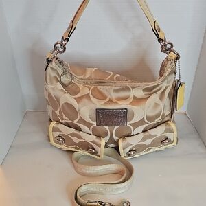 Coach Poppy Canvas Tan and Yellow Shoulder Bag 2009